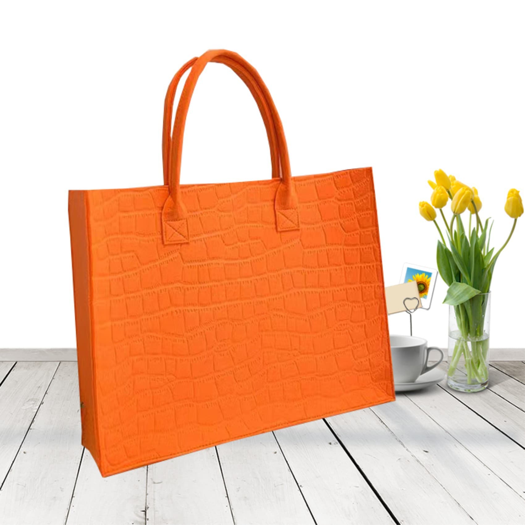 Trendy New Large-Capacity Tote Bag with Stone Texture Felt Fabric, Fashionable and Versatile Felt Handbag for Commuting