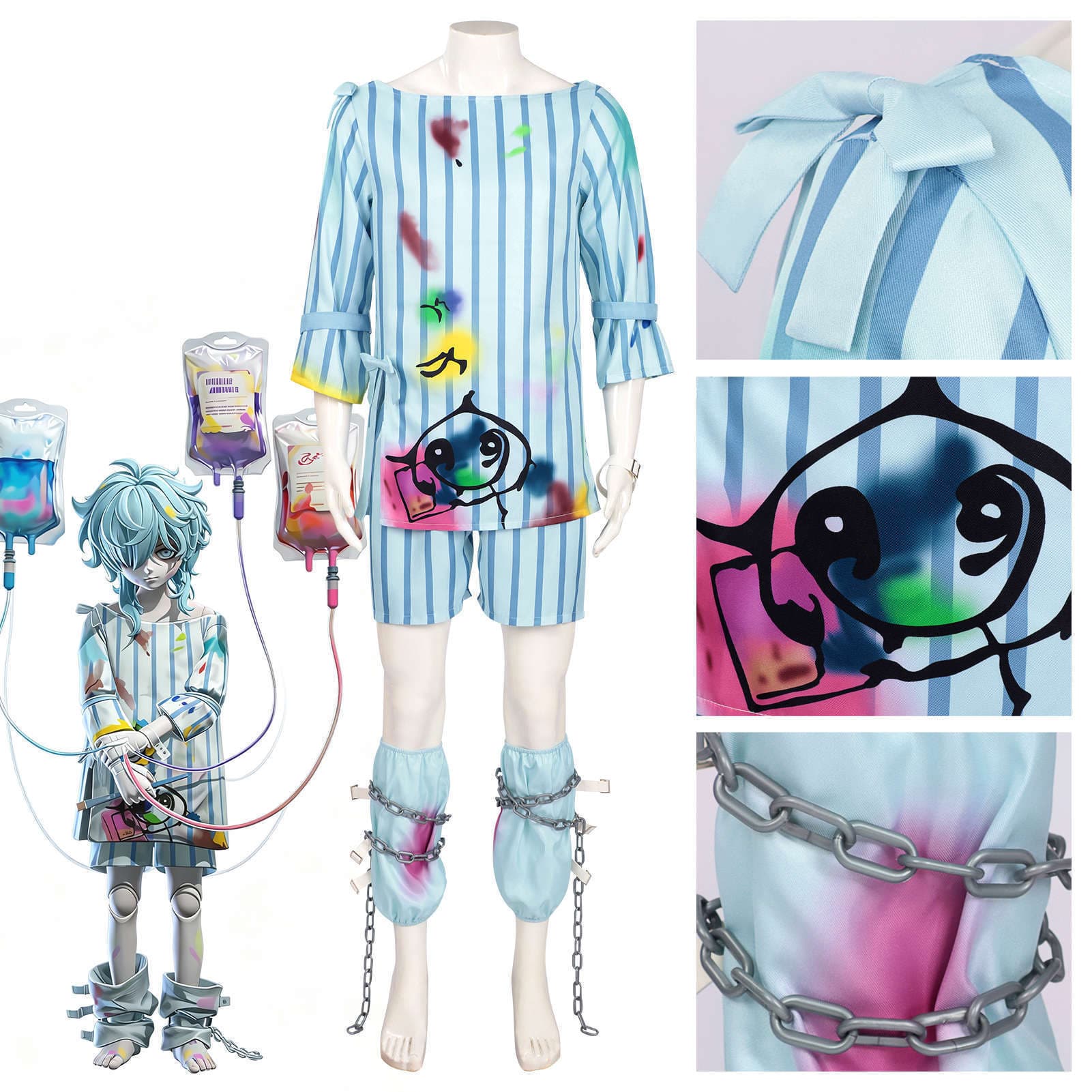 Egg Boy Cos Costume Horror Treasure Hunt Team Weird Asylum Psychic Painter Game Same Style Anime Cosplay Costume