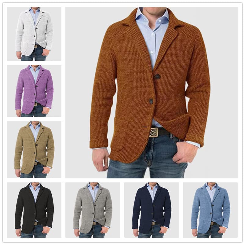 Cross-border exclusive supply for Wish independent site autumn/winter stand collar cardigan suit casual knitted jacket with lining in stock
