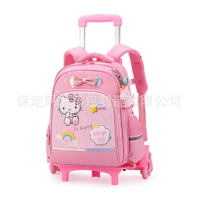 Wholesale primary school student trolley schoolbag girl stair climbing schoolbag