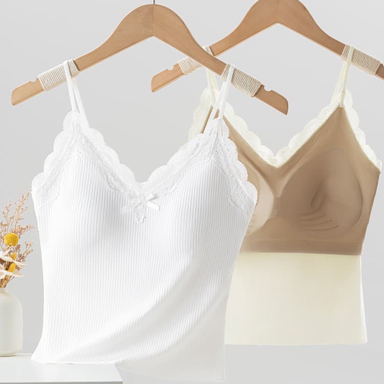 Original Lace Camisole Top for Women New V-Neck with Padded Cups Push-Up Fashion Undershirt M