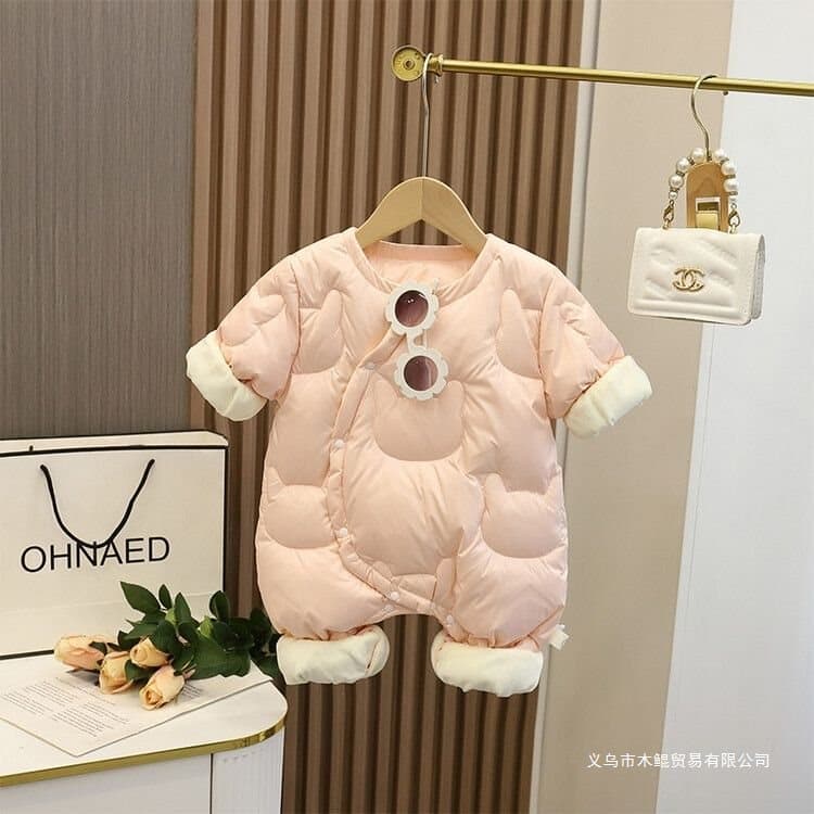 Baby Lightweight Embroidered Down Jacket Unisex Winter Jumpsuit Infant Full Moon 100-Day Outing Wear