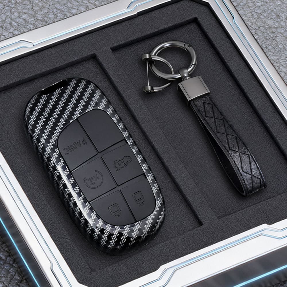 Compatible with Jeep Key Case Cover for Compass, Cherokee, Renegade, Grand Cherokee, Commander Shell Buckle