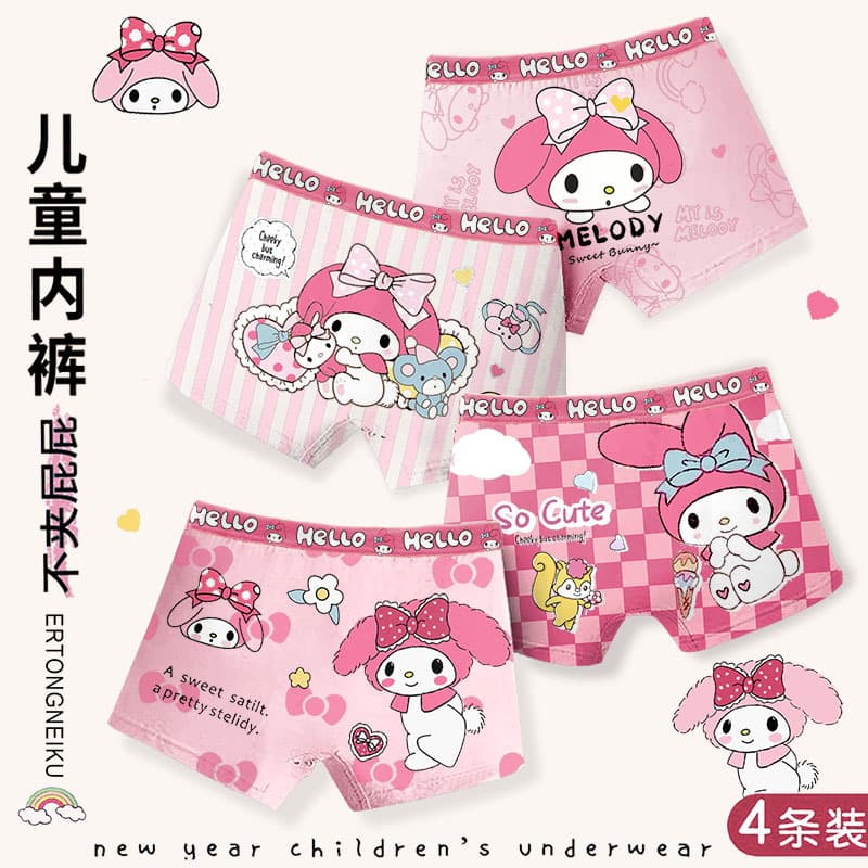 Cotton Girls Underpants Children Cotton Boxer Briefs Pure Cotton Big Kids Little Kids Girls Four-Corner Baby Toddler Bottom 3