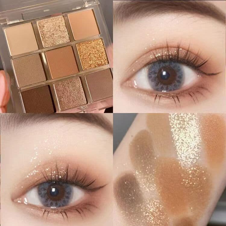 Jaded Guai'er Nine-color Eyeshadow Palette Butter Orange Brown Taro Mud Earth Color Glitter Pearl Affordable Student Eyeshadow