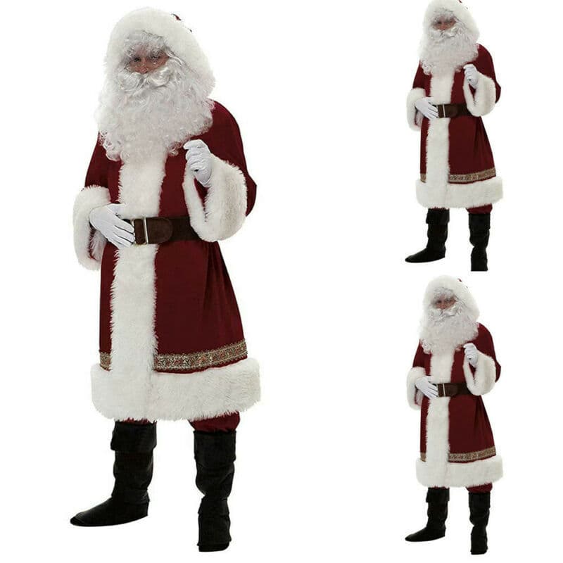 Luxury Christmas Santa Claus Costume Cosplay Clothes Makeup Christmas Men's Costume Set Adult Hot Selling