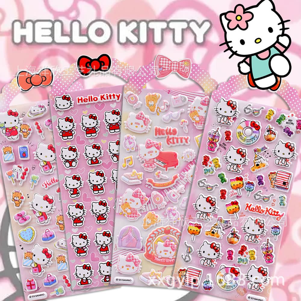 Flash ATH Sanrio Hello Kitty Cute Kitten Stickers for Children and Girls with 3D Bubble Stickers