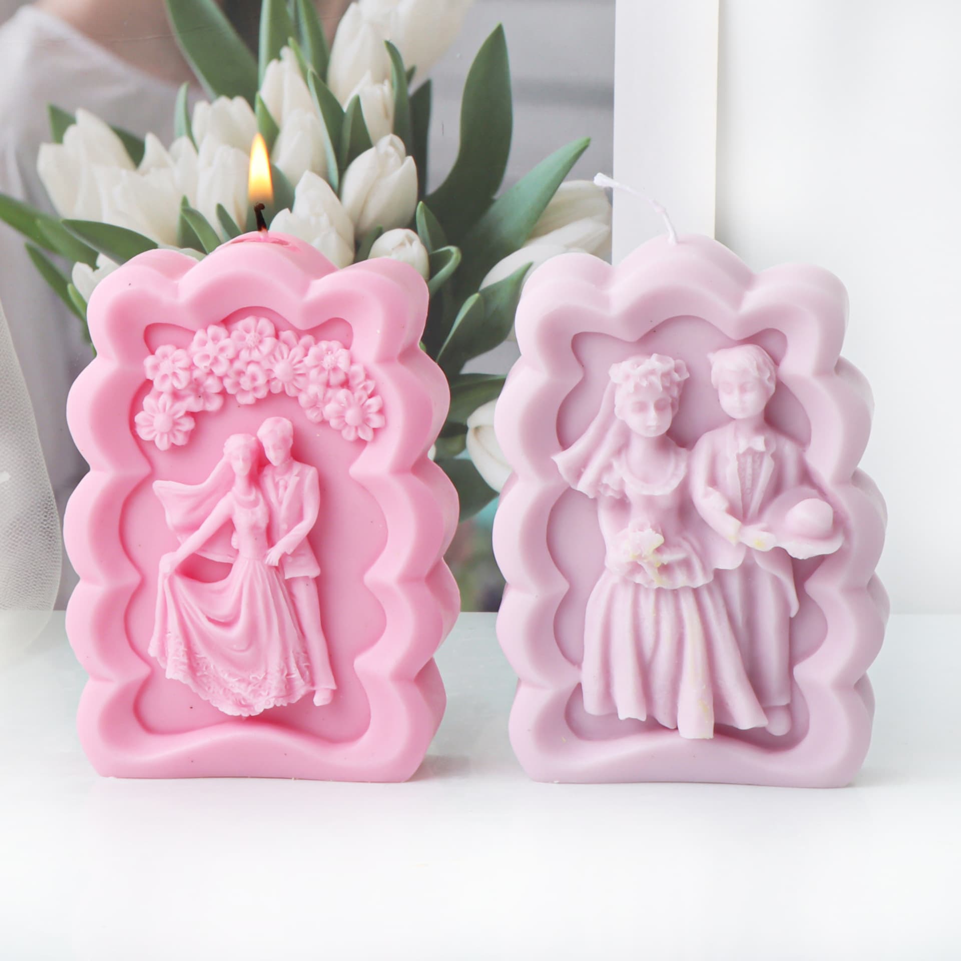 Cross-border Nordic style wedding men and women photo frame silicone candle mold aromatherapy Valentine's Day wedding atmosphere decoration ornaments