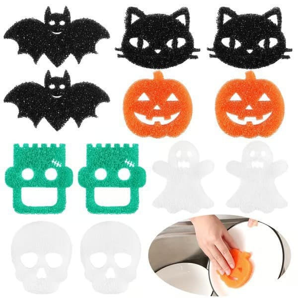 Cross-border Halloween Cleaning Sponges Fun Halloween Style Kitchen Decontamination Cleaning Sponges