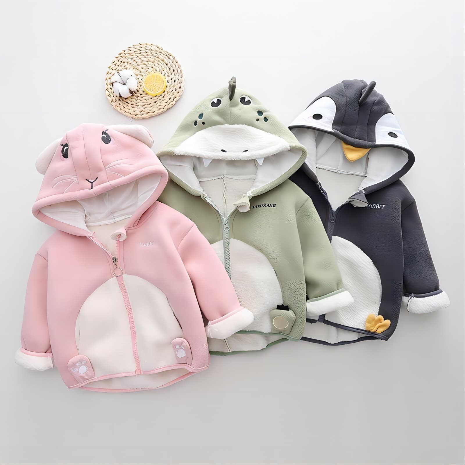 Thickened Fleece Winter Jacket for Boys And Girls Children's Warmth-Keeping Clothing Soft Cotton round Neck Zipper Closure Coat