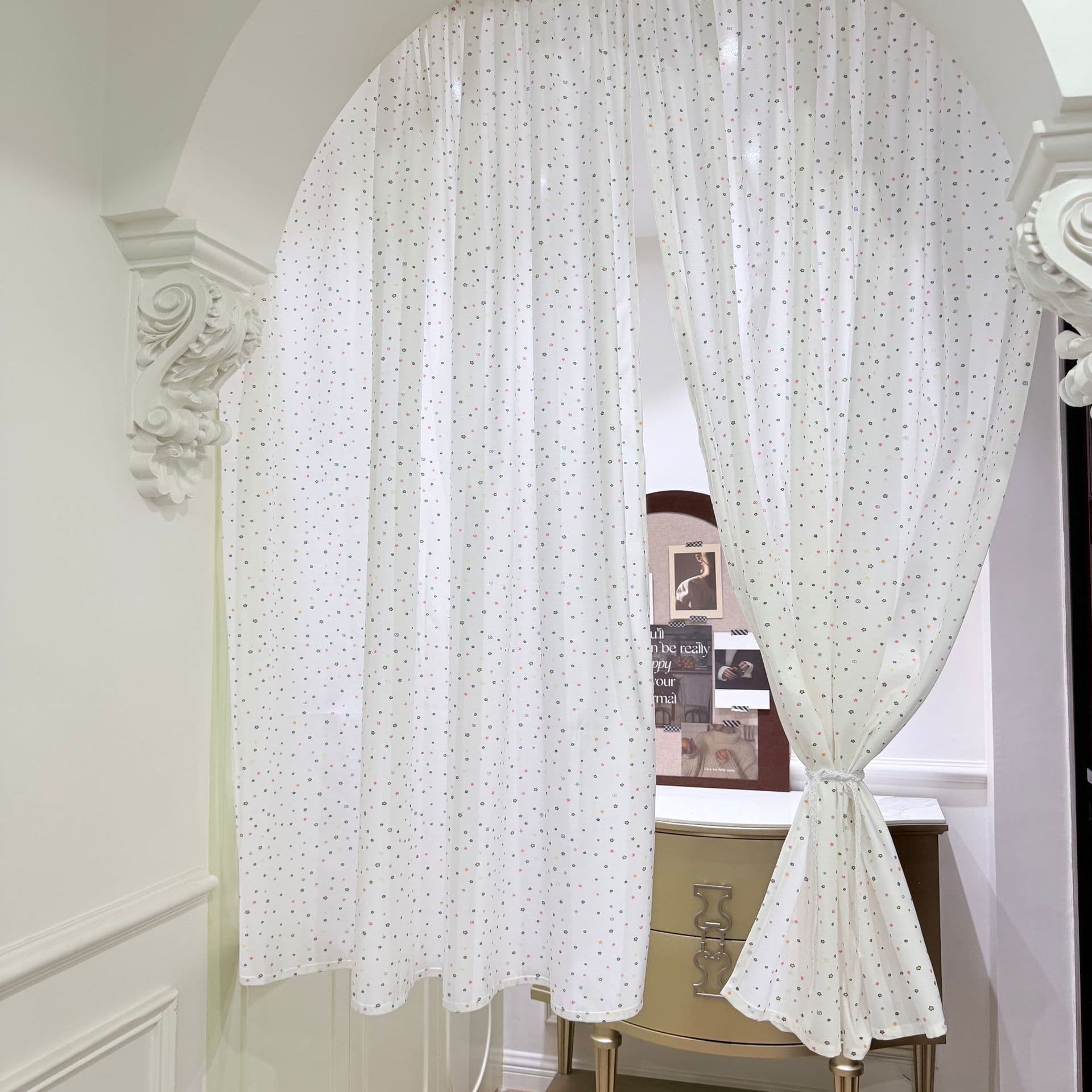 ins style star curtain door curtain girly heart student dormitory punch-free decorative curtain half curtain block curtain bay window
