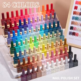 Cross-Border Hot Selling Color Bottle Nail Gel, 84 Colors Solid & Glitter Gel, One Color One Cap, Factory Wholesale