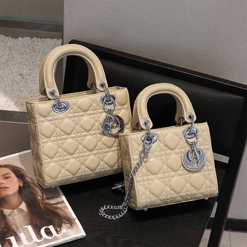 2026 New European and American Celebrity Diamond Grid Lady Dior Bag Women Fashion Letter Charm Handbag Shoulder Bag Three Letters
