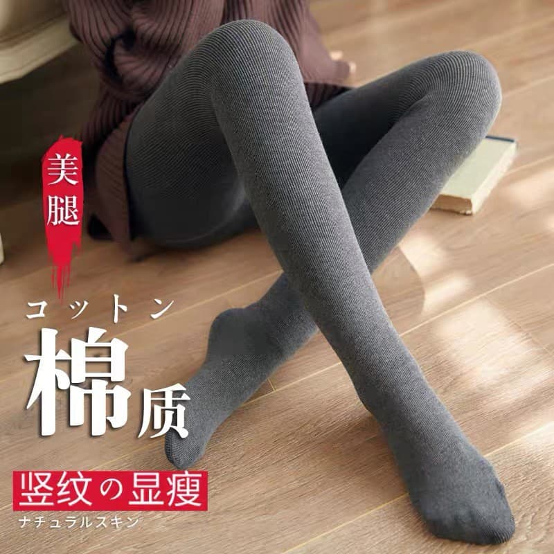Vertical Strip Waist-Shaping Cotton Leggings Autumn/Winter Slimming Compression Warm Tights Wholesale