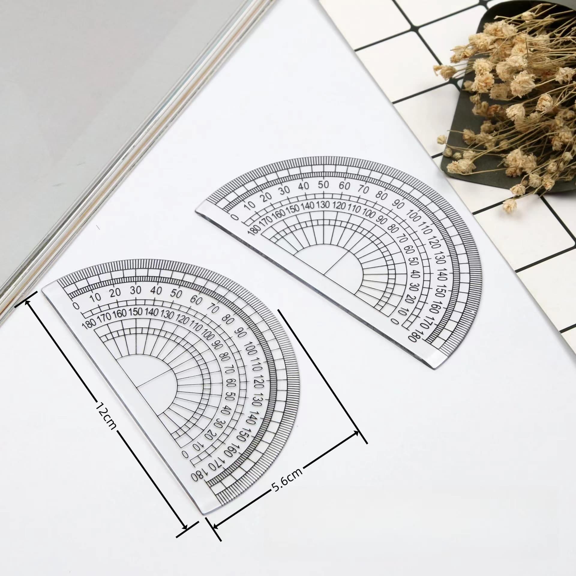 Factory Supply Student Learning Stationery Measuring Tool Neutral No Logo/Semicircular Protractor 180 Degrees Supported