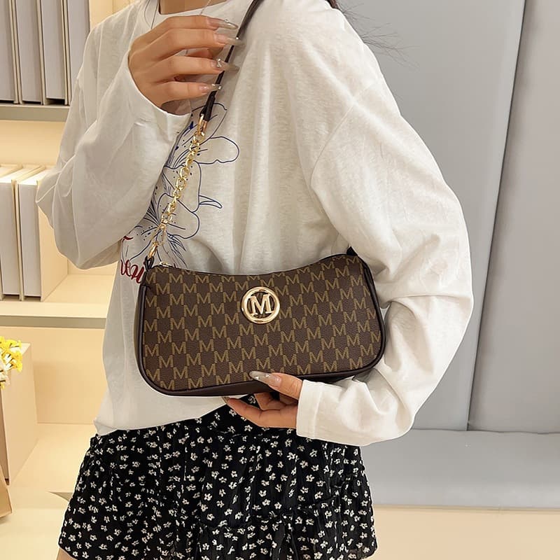 Cross-border Fashion New Women's Bag Niche Underarm Bag Stylish Personalized Shoulder Bag Letter Print Crossbody Bag Crescent Bag