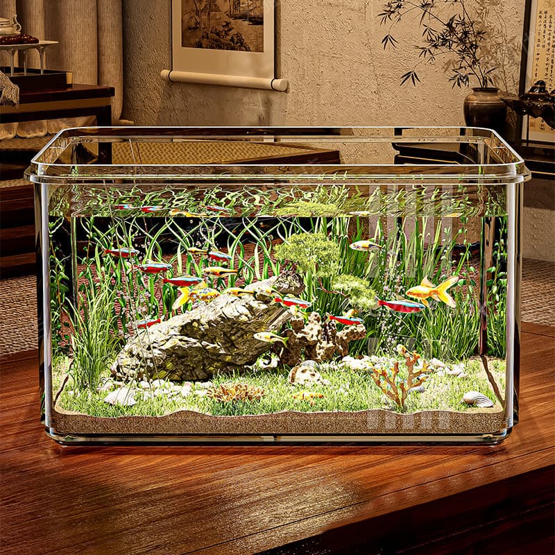Fish Tank Living Room 2025 New Model Small Goldfish Turtle Raising Home Imitation Glass Acrylic Small Desktop Ecological Tank