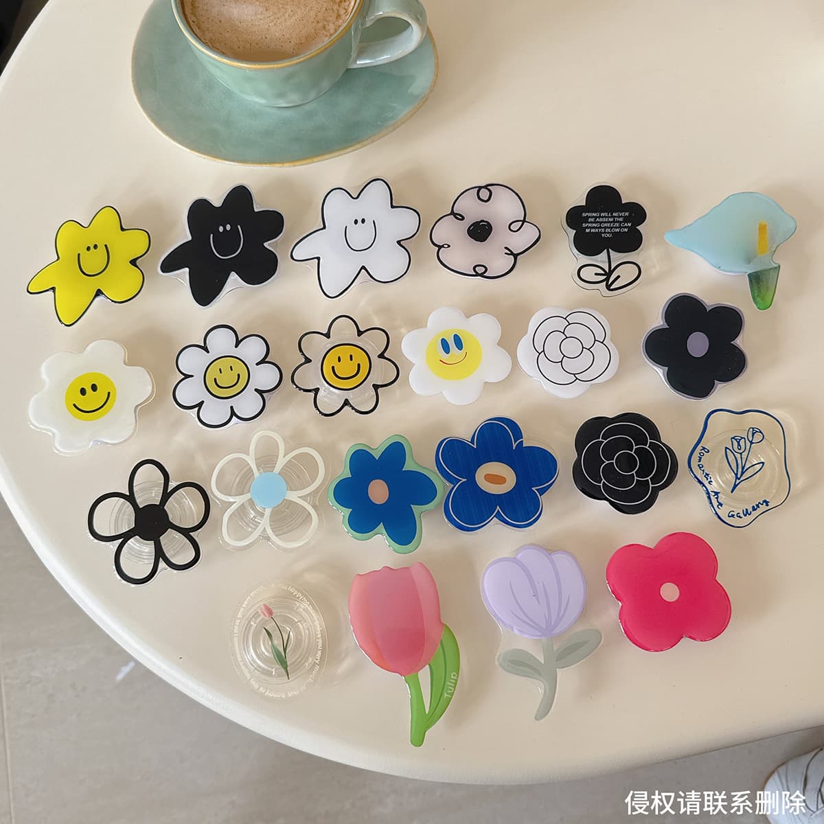Cross-border New Ins Korean Style Retractable 3D Cartoon Flower Phone Holder Portable Retractable Lazy Desktop Stand