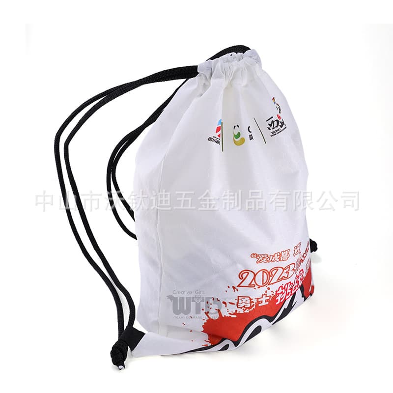 Polyester drawstring bag in stock wholesale, colored blank backpack with drawstring for basketball game logo printing