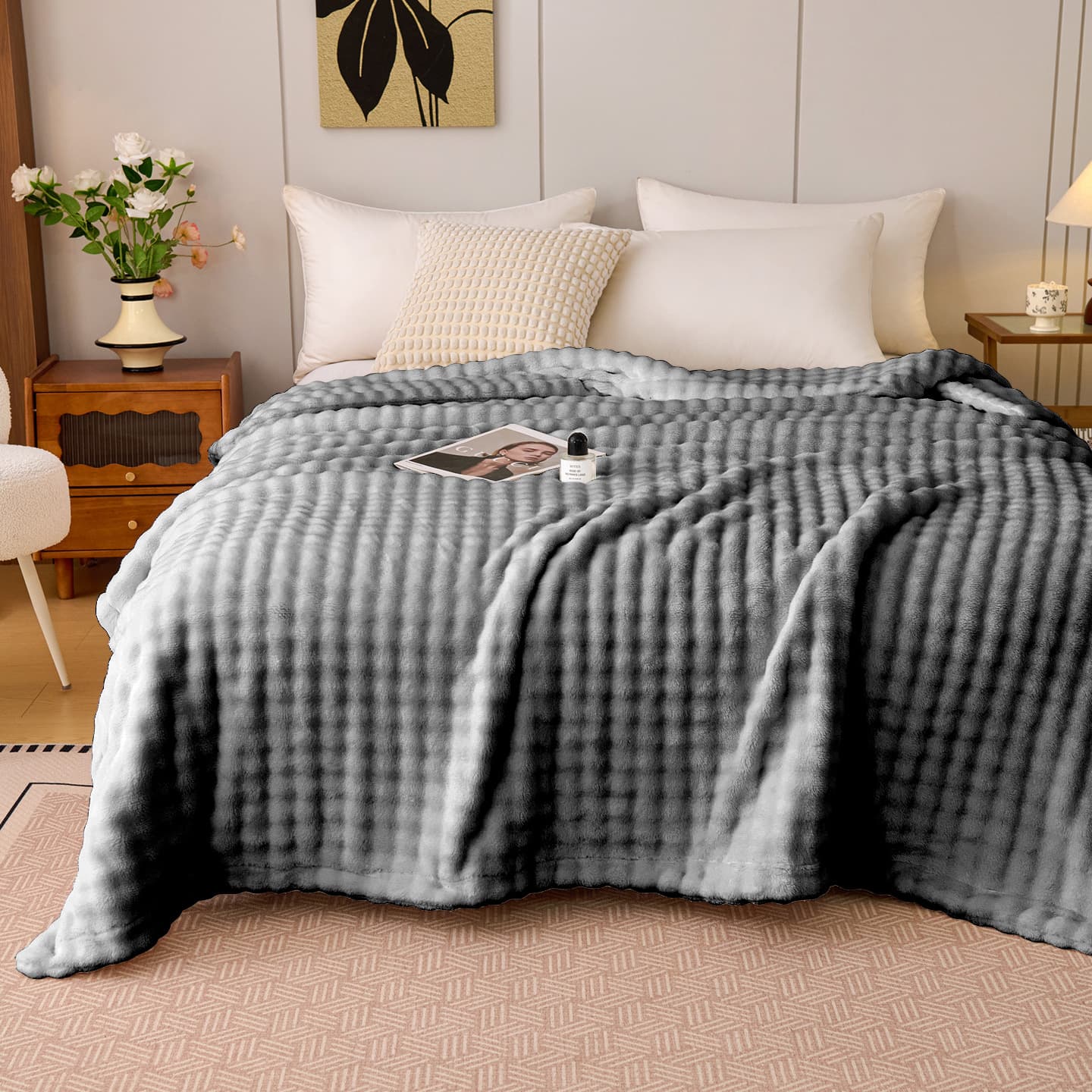 Cross-border thickened bubble fleece blanket flannel nap blanket office sofa cover blanket shawl milk fleece small blanket