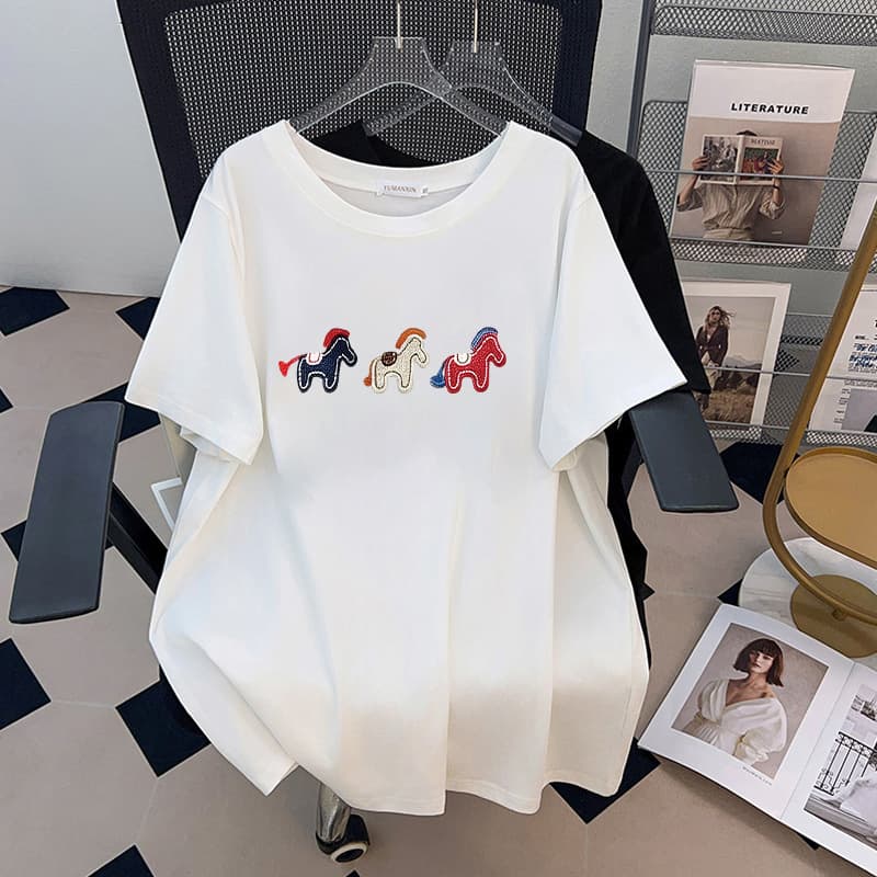 Round Neck New Plus Size Slimming Loose Mid-Length Tunic T-Shirt for Women 200/300/350 lbs 1183