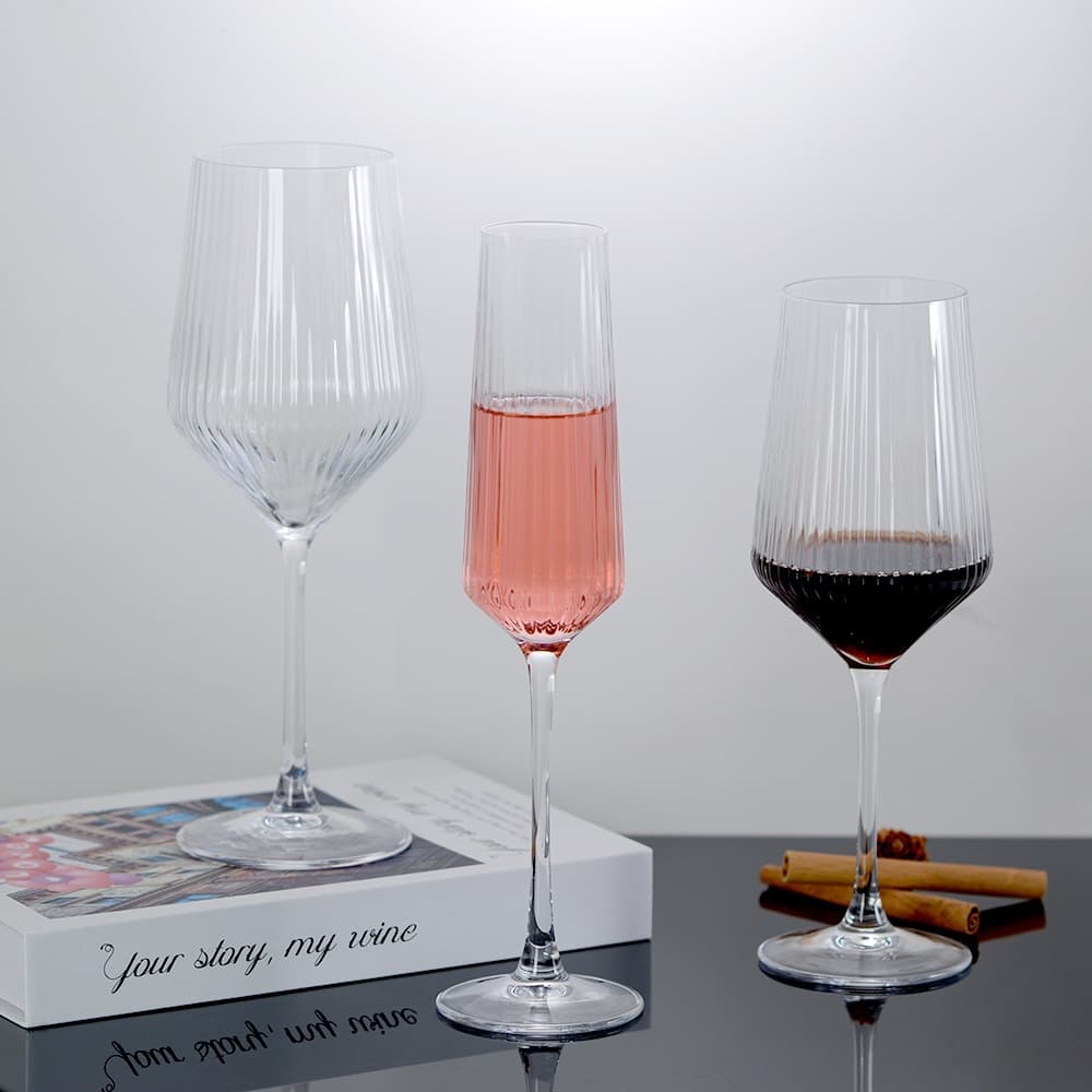 Vertical Stripe Stemmed Glass, Red Wine Glass, Wine Set, Dense Vertical Stripe Crystal Red Wine Glass, White Wine Glass, Champagne Glass