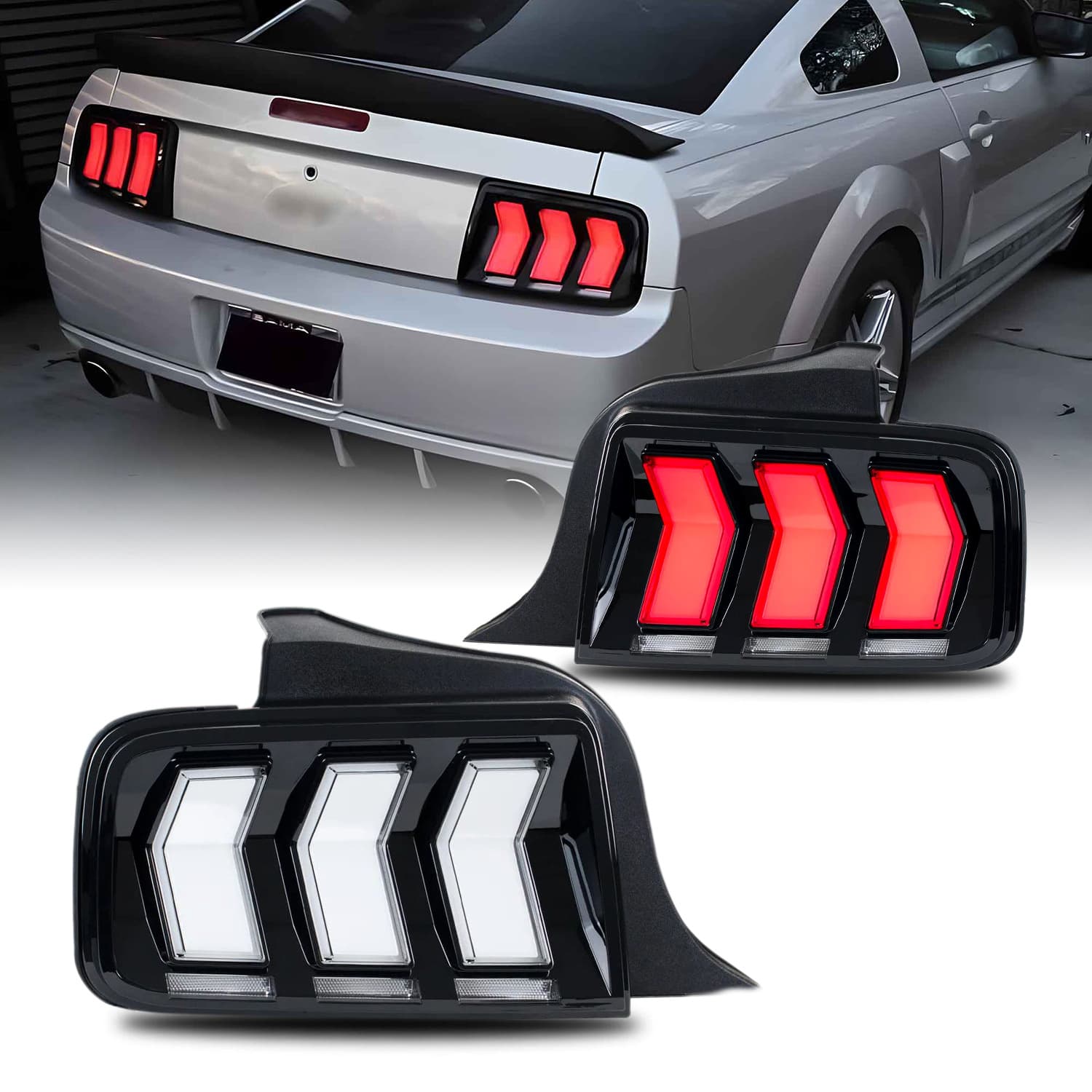 HCMOTIONZ LED Turn Signal Tail Light Assembly for Ford Mustang 04-09