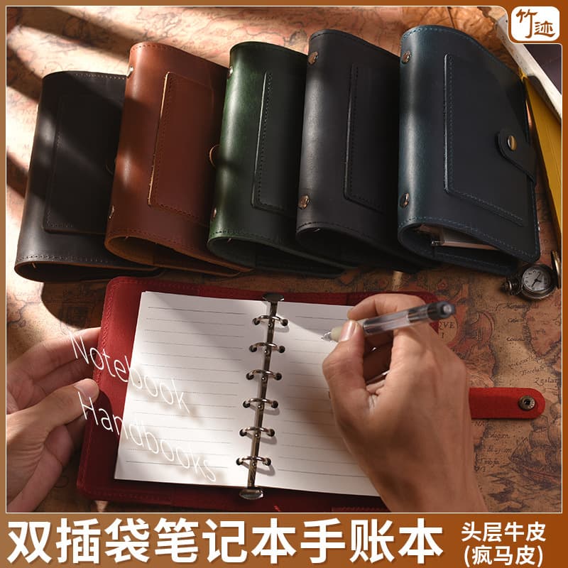Vintage Cross-Border Genuine Leather Journal Retro A7 Notebook A6 Crazy Horse Leather Diary LOGO Wholesale Refillable Notebook