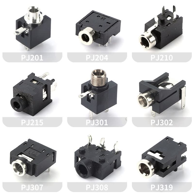 Audio Jack PJ Series 3.5mm Stereo Headphone Socket 3+1 SMD 4-Pin Through-Hole 4P PJ320A