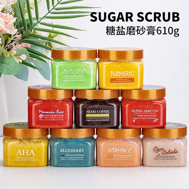 Cross-border Sugar and Salt Body Scrub Exfoliating Deep Cleansing Coffee Bath Salt Scrub 610g