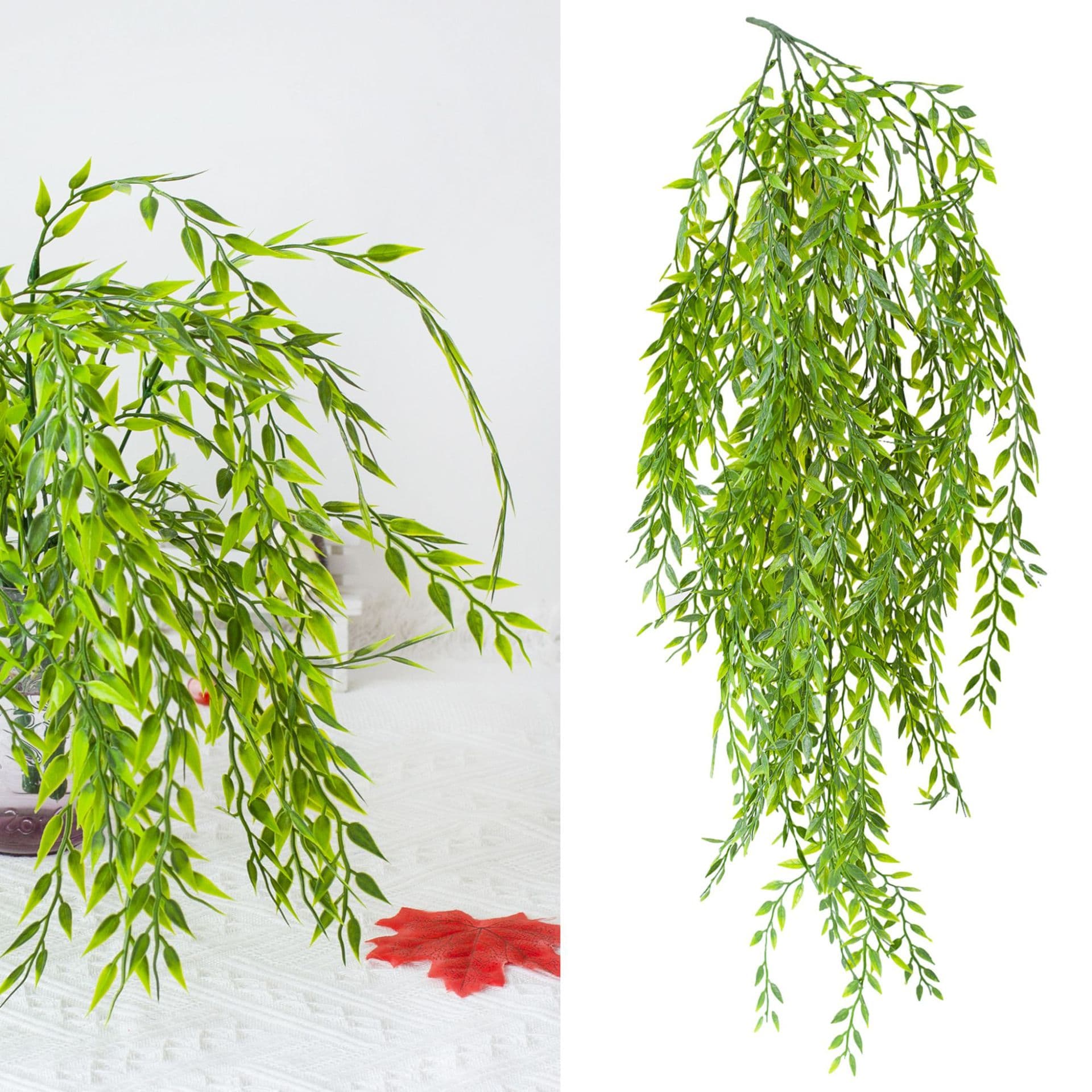 Artificial Willow Branches and Leaves Simulation Plant Plastic Vine Wall Hanging Ceiling Decoration Green Plants Weeping Willow
