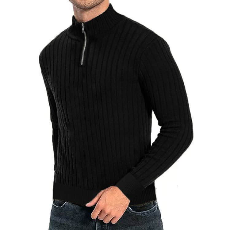 Men's Half-Zip Knit Sweater Autumn Loose Fit Casual Pullover Long Sleeve Knitwear
