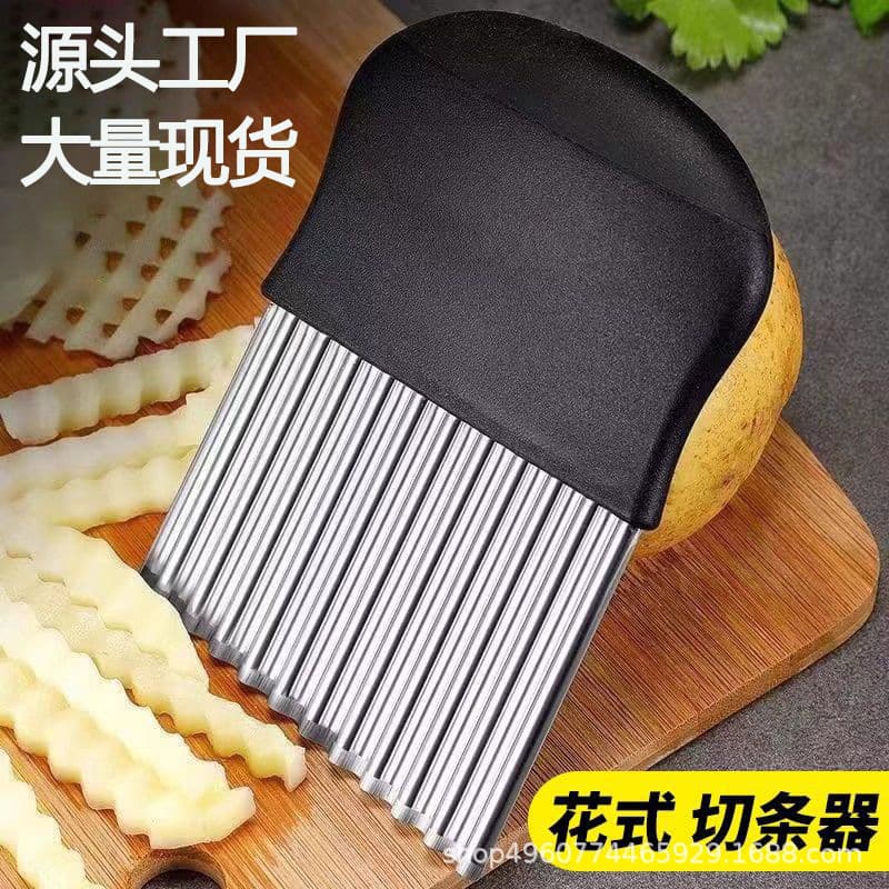Factory direct sales stainless steel wave knife potato cutter kitchen vegetable cutter wolf tooth tool potato grid cutter flower knife