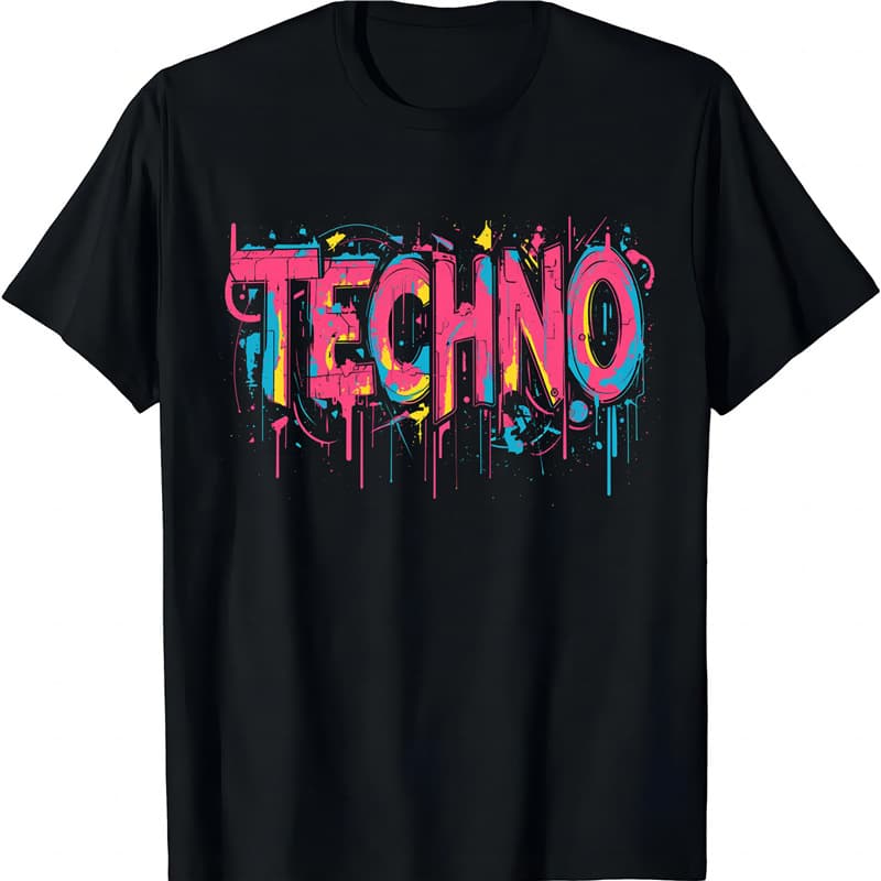 Techno Music Optical Illusion Glitch Trippy EDM Rave T-Shirt