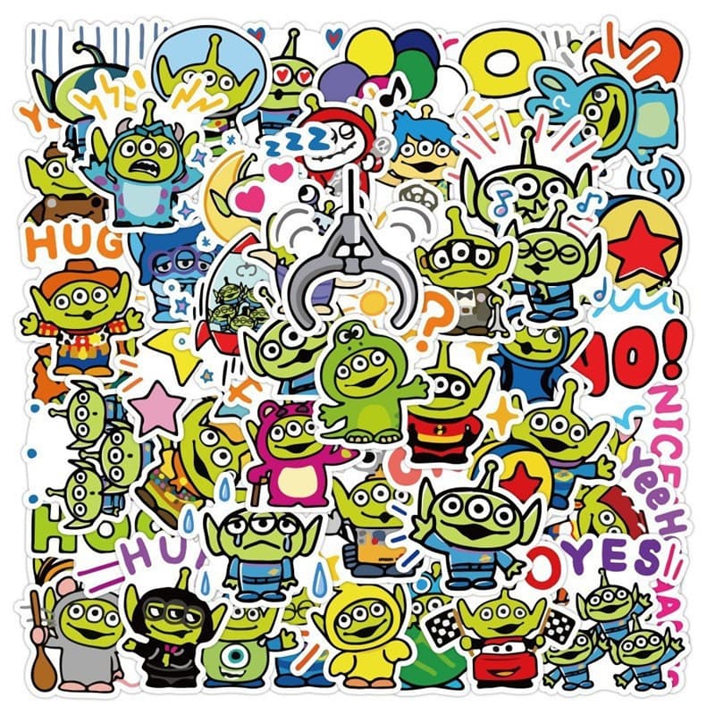 50pcs Cute Three-Eyed Alien Cartoon Stickers Waterproof Decorative for Luggage Phone Case Stickers