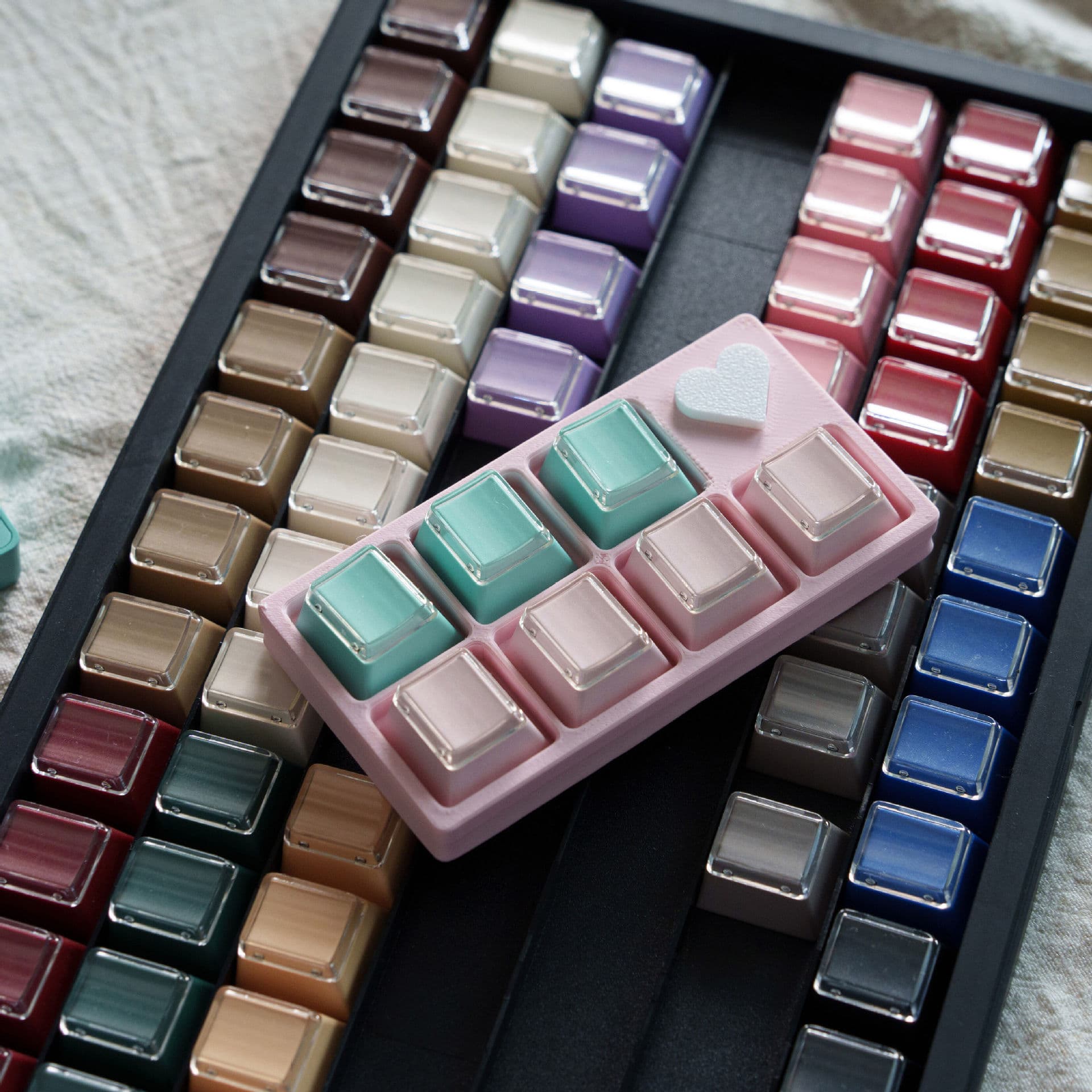 Keycap Dye-Sublimation OEM PBT+PC Transparent Keycaps Custom DIY Mix Modification Personality Decoration Pink