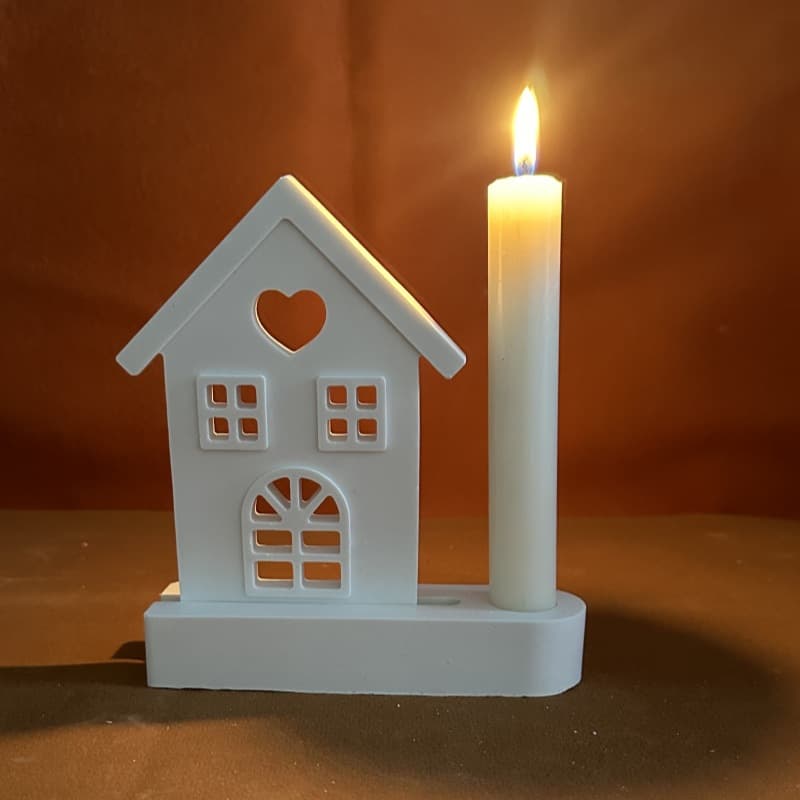 9865 Heart Window House Decorative Ornament Candle Holder Plaster Mold DIY Silicone Mold