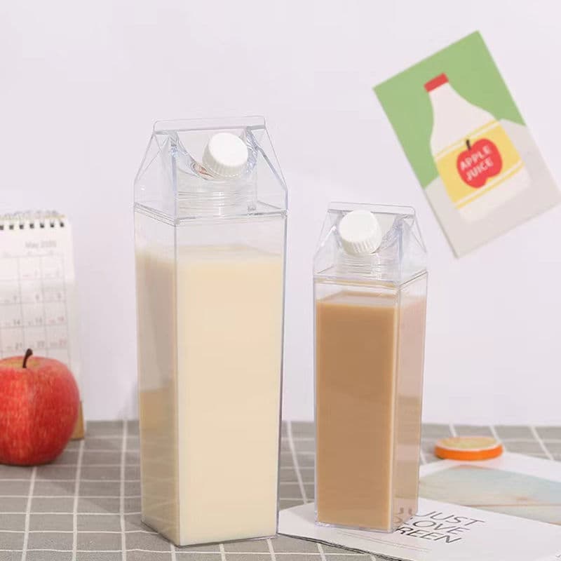 Spot internet celebrity transparent PS square milk cup square milk cup 500ML1000ML creative milk tea cup