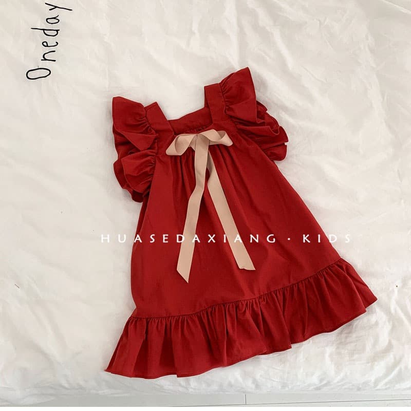 Pink House Korean Style Girls 2024 Spring and Summer Temperament Princess Dress Fashionable Flying Sleeves Bow Baby Sweet Dress