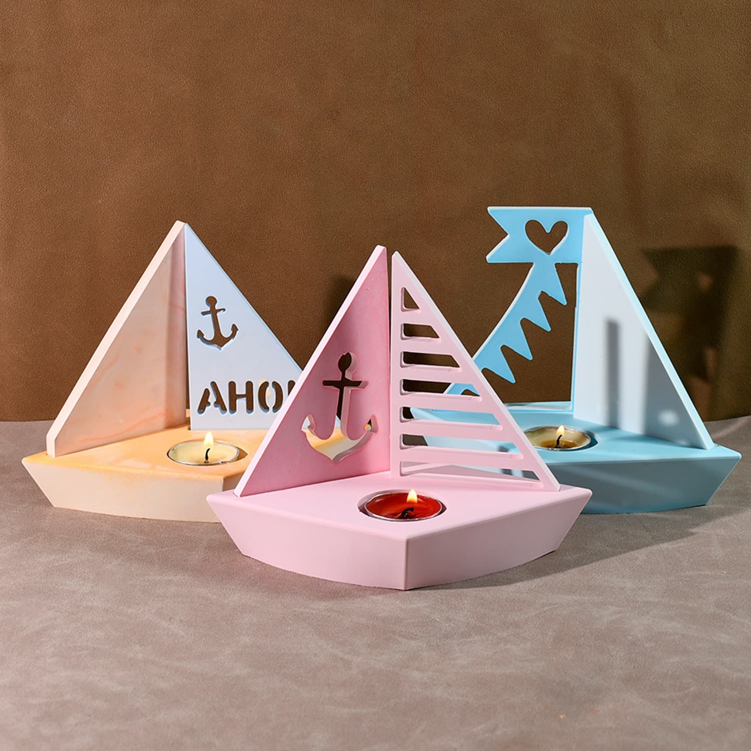Deyi Life DIY Ocean Sailing Epoxy Mold Scented Candle Base Decoration Candlestick Silicone Mold Ornaments