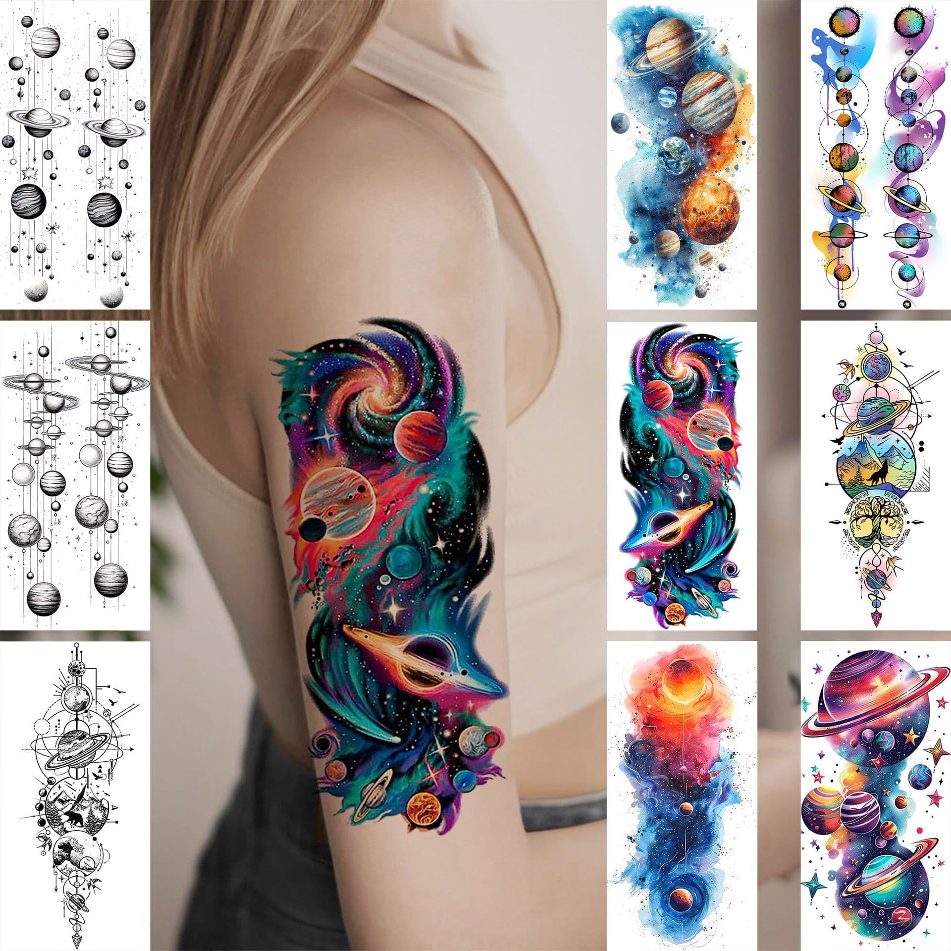 New Cross-Border Planet Universe Tattoo Sticker In Stock Arm Calf Temporary Tattoo Sticker TEMU European American Tattoo