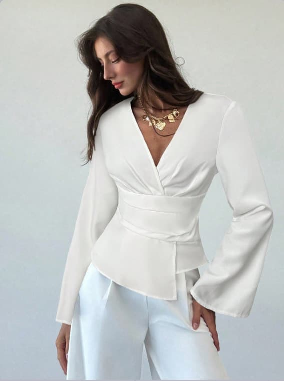 In Stock 2025 Cross-Border Trade Summer Amazon Hot Selling New Solid Color V-Neck Long Sleeve Loose Casual Zip T-Shirt