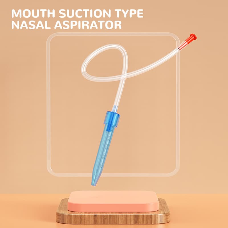 Nasal aspirator for babies, with cannula, for clearing nasal mucus, preventing backflow, and with filter cotton.