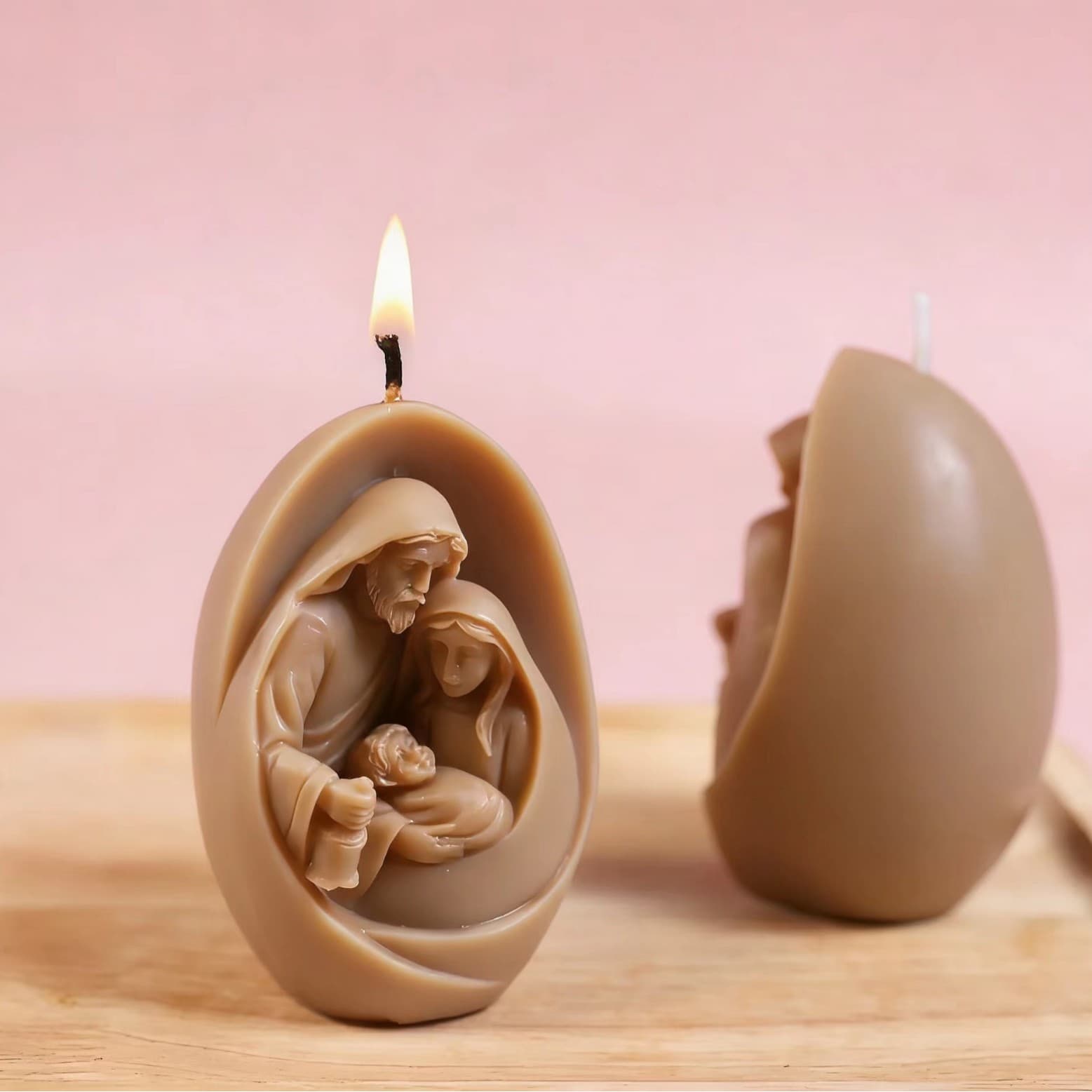 Cross-border angel family scented candle silicone mold Easter egg-shaped family plaster baking decoration mold