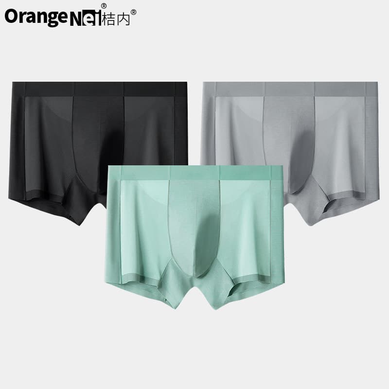 Men's Modal Boxer Briefs with Fine Mesh, Anti-Pinch, Mulberry Silk Gusset, Seamless Summer Underwear