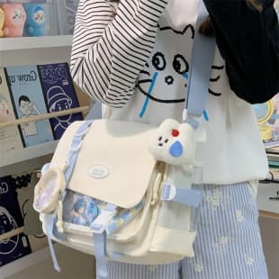 Cute School Style Crossbody Bag, Japanese Ins Student Large Capacity Versatile Messenger Bag, Fashionable Clear Ita Bag