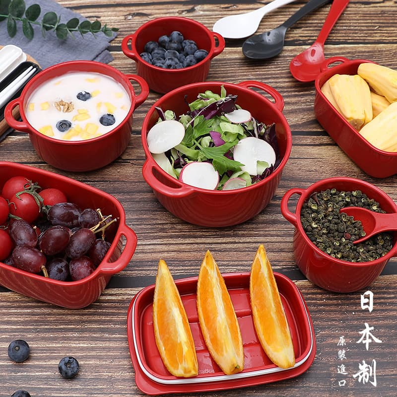 Japan YAMADA pottery pot plastic crisper double-eared sealed food storage box lunch box