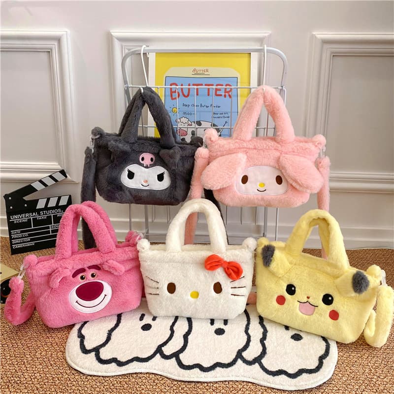 2023 New Plush Square Handbag Cartoon Girls Crossbody Small Fashion Versatile Trendy Women's Single Shoulder Bag