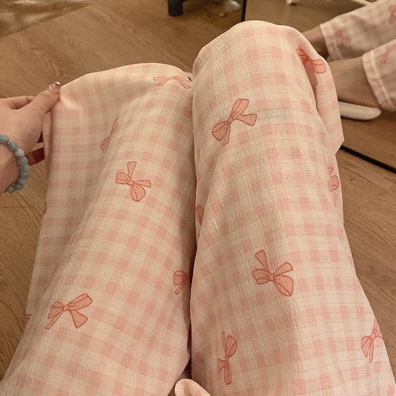 2026 Summer Bubble Cotton Gauze Thin Long Pants for Women, Walking Pants, Mosquito-Repellent Pants, Cute Sweet Girl Home Pants