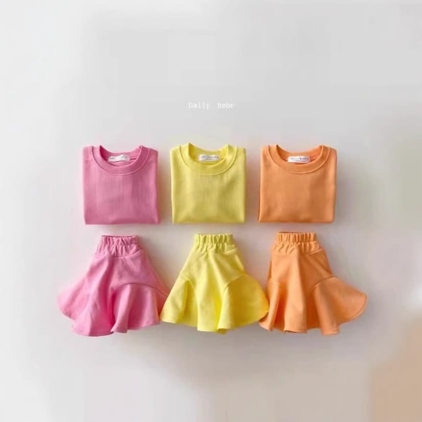 Korean-style Girls' Set, Spring Trendy Candy-Colored Sweatshirt and Lotus Leaf Skirt Princess Two-Piece Set